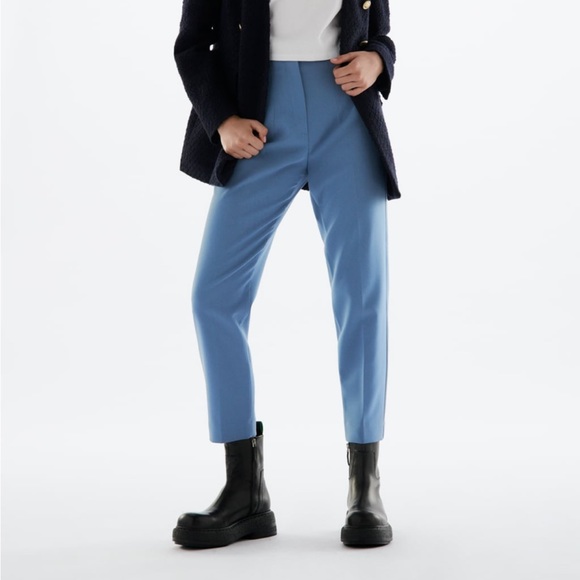 Zara Pants & Jumpsuits Nwt Zara High Waisted Pants L Dusty Blue Poshmark
